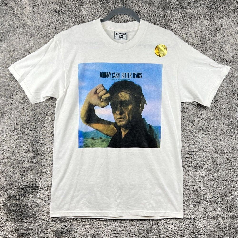Vintage Johnny Cash Bitter Tears Tour Shirt Size Large Country Outlaw *RARE*